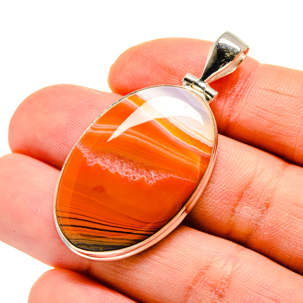 Orange Botswana Agate Pendants handcrafted by Ana Silver Co - PD751905