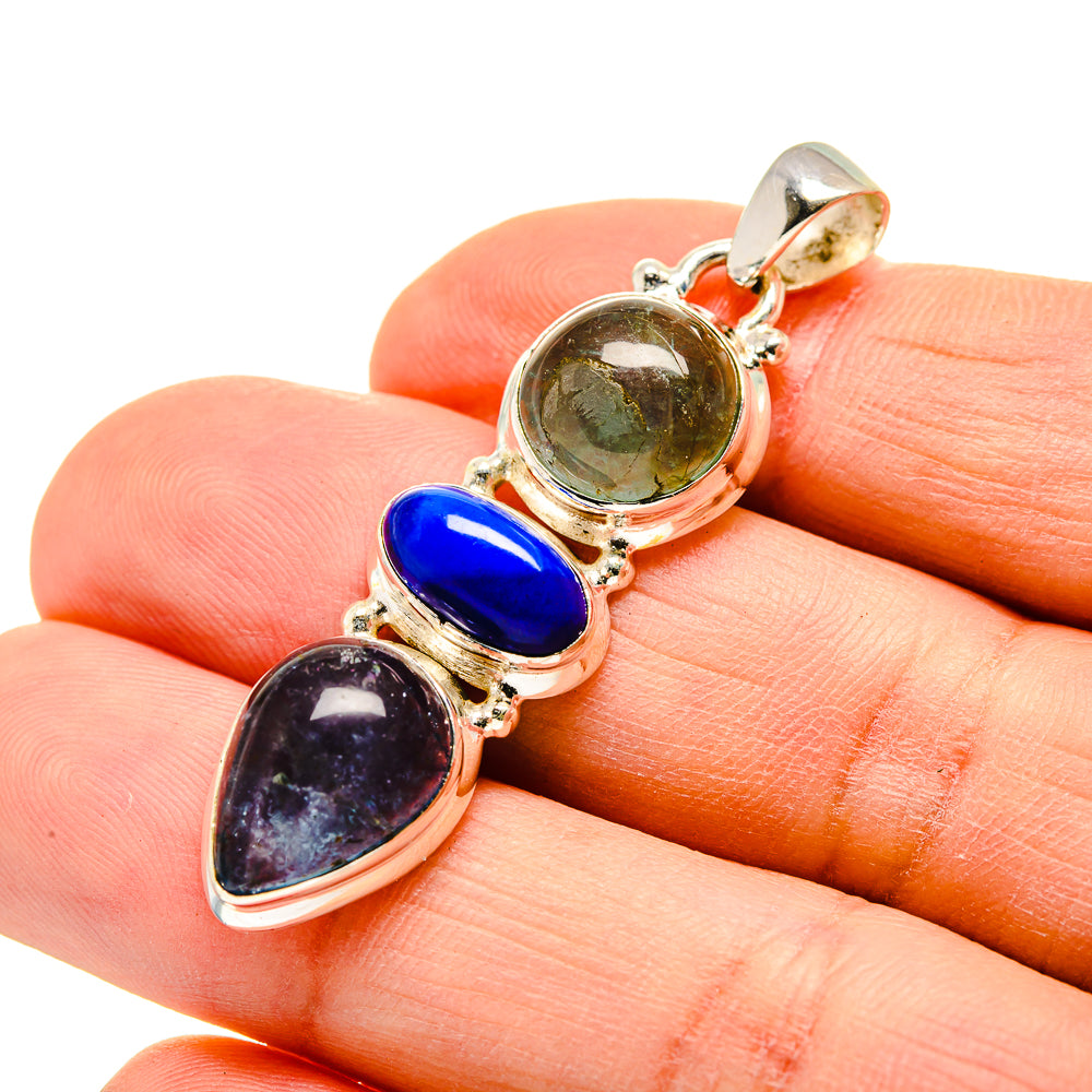 Blue Fluorite Pendants handcrafted by Ana Silver Co - PD751932