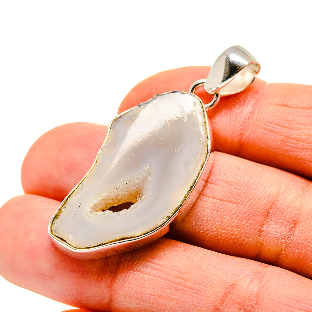 White Geode Slice Pendants handcrafted by Ana Silver Co - PD752029