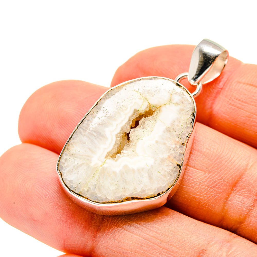 White Geode Slice Pendants handcrafted by Ana Silver Co - PD752063