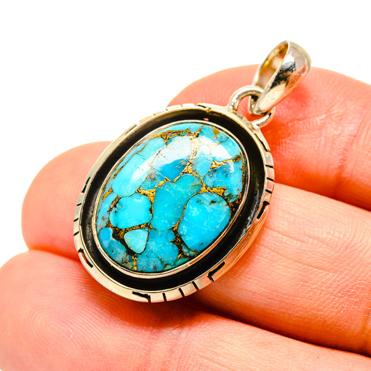 Blue Copper Composite Turquoise Pendants handcrafted by Ana Silver Co - PD752088
