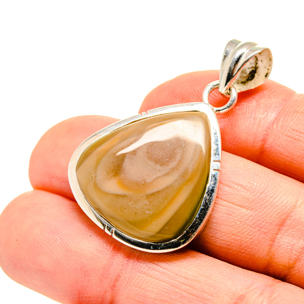Teardrop jasper pendant with yellow-brown stone and sterling silver bail