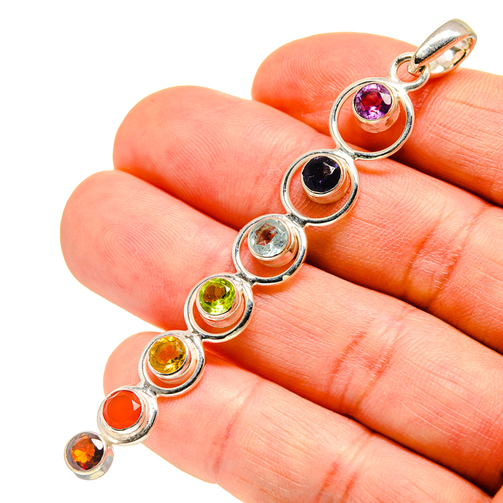 Multi-stone Rainbow Chakra Pendants handcrafted by Ana Silver Co - PD752191