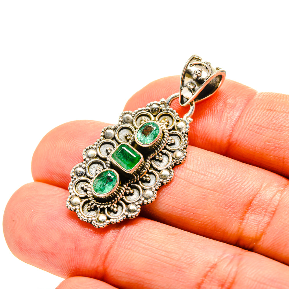 Zambian Emerald Pendants handcrafted by Ana Silver Co - PD753302