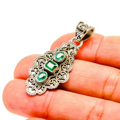 Zambian Emerald Pendants handcrafted by Ana Silver Co - PD753303