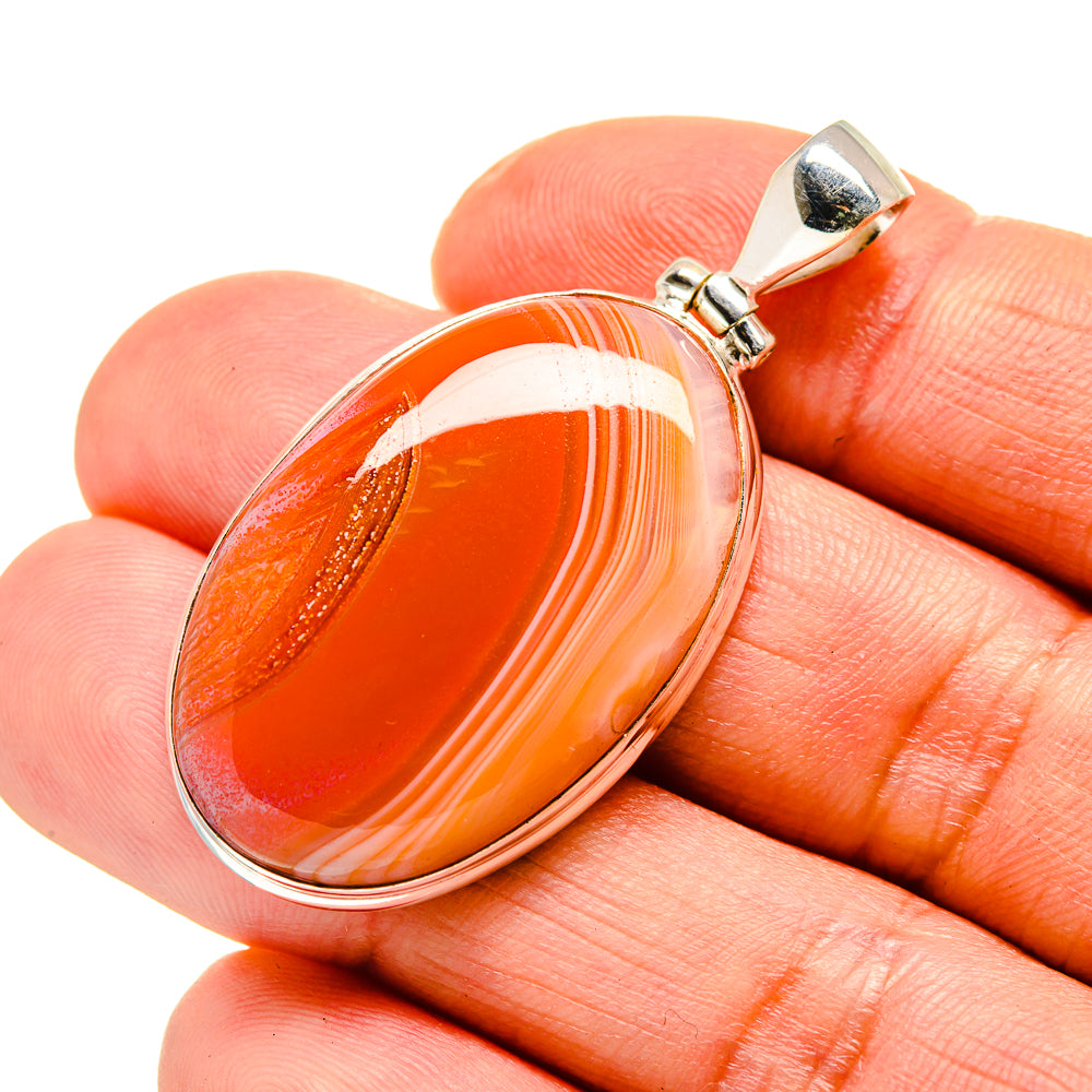 Orange Botswana Agate Pendants handcrafted by Ana Silver Co - PD753468