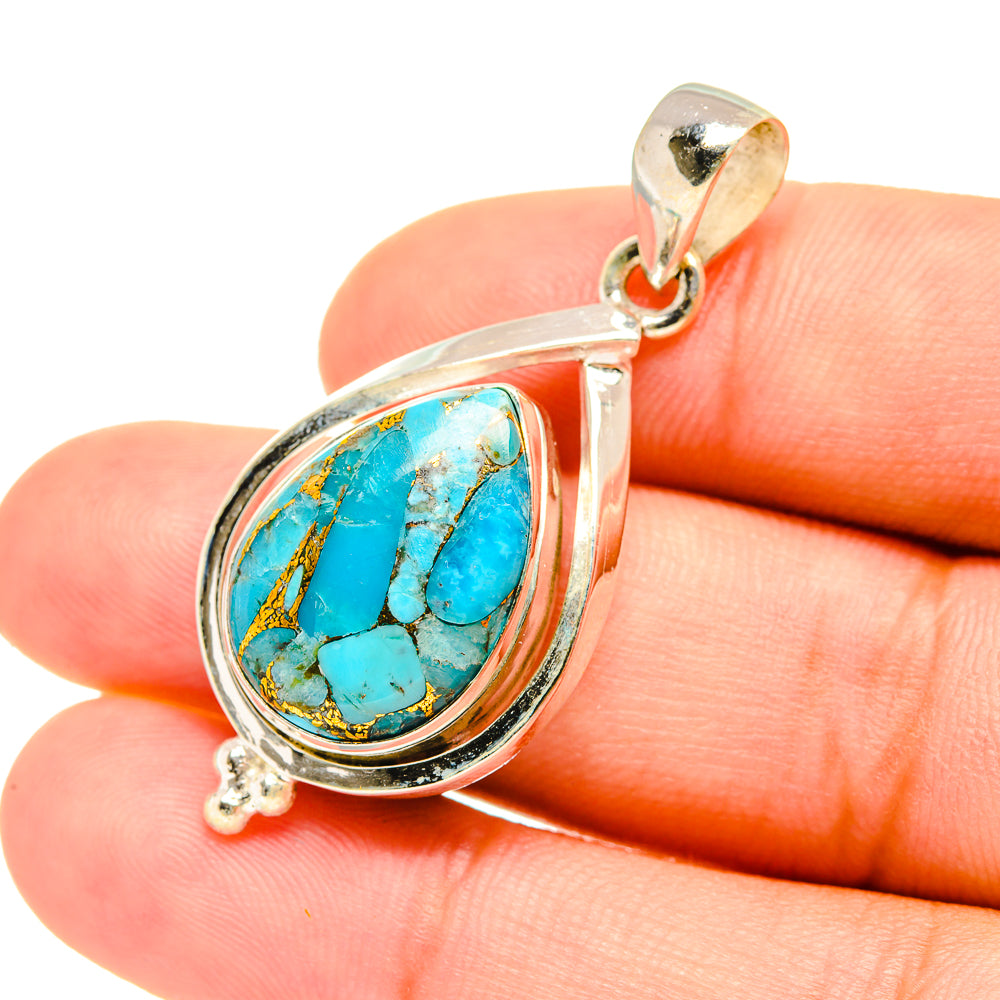 Blue Copper Composite Turquoise Pendants handcrafted by Ana Silver Co - PD7536