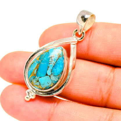 Blue Copper Composite Turquoise Pendants handcrafted by Ana Silver Co - PD7536