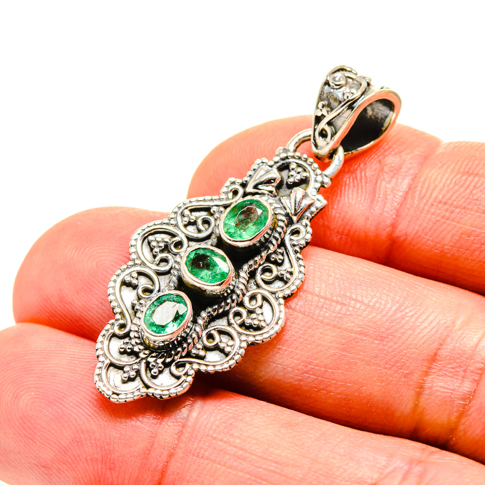 Zambian Emerald Pendants handcrafted by Ana Silver Co - PD753706