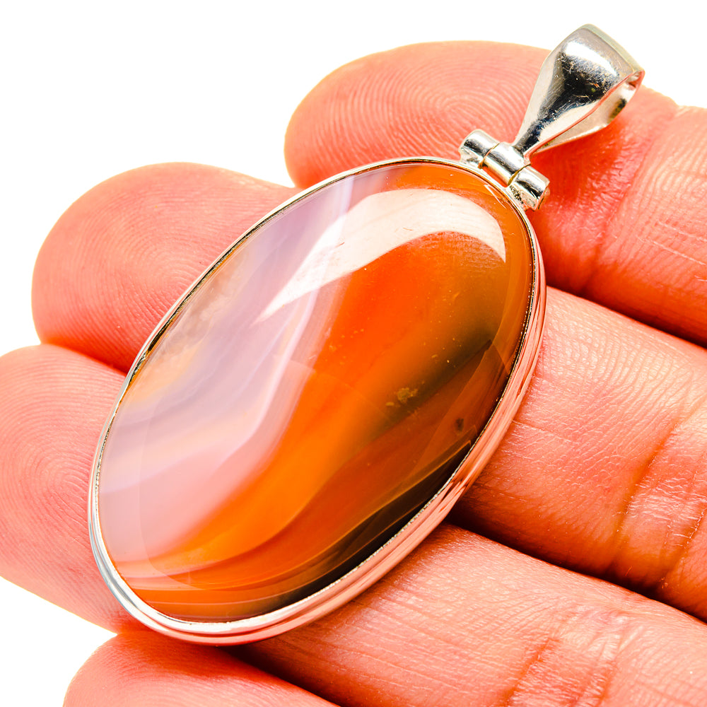 Orange Botswana Agate Pendants handcrafted by Ana Silver Co - PD753715