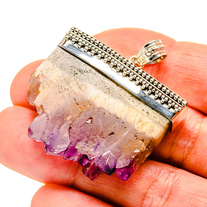 Ametrine stalactite pendant, sterling silver bezel and purple-gold crystal slice