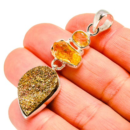 Spectro Pyrite Druzy Pendants handcrafted by Ana Silver Co - PD754088