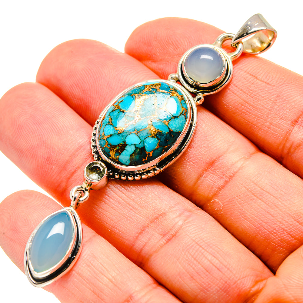 Blue Copper Composite Turquoise Pendants handcrafted by Ana Silver Co - PD754260