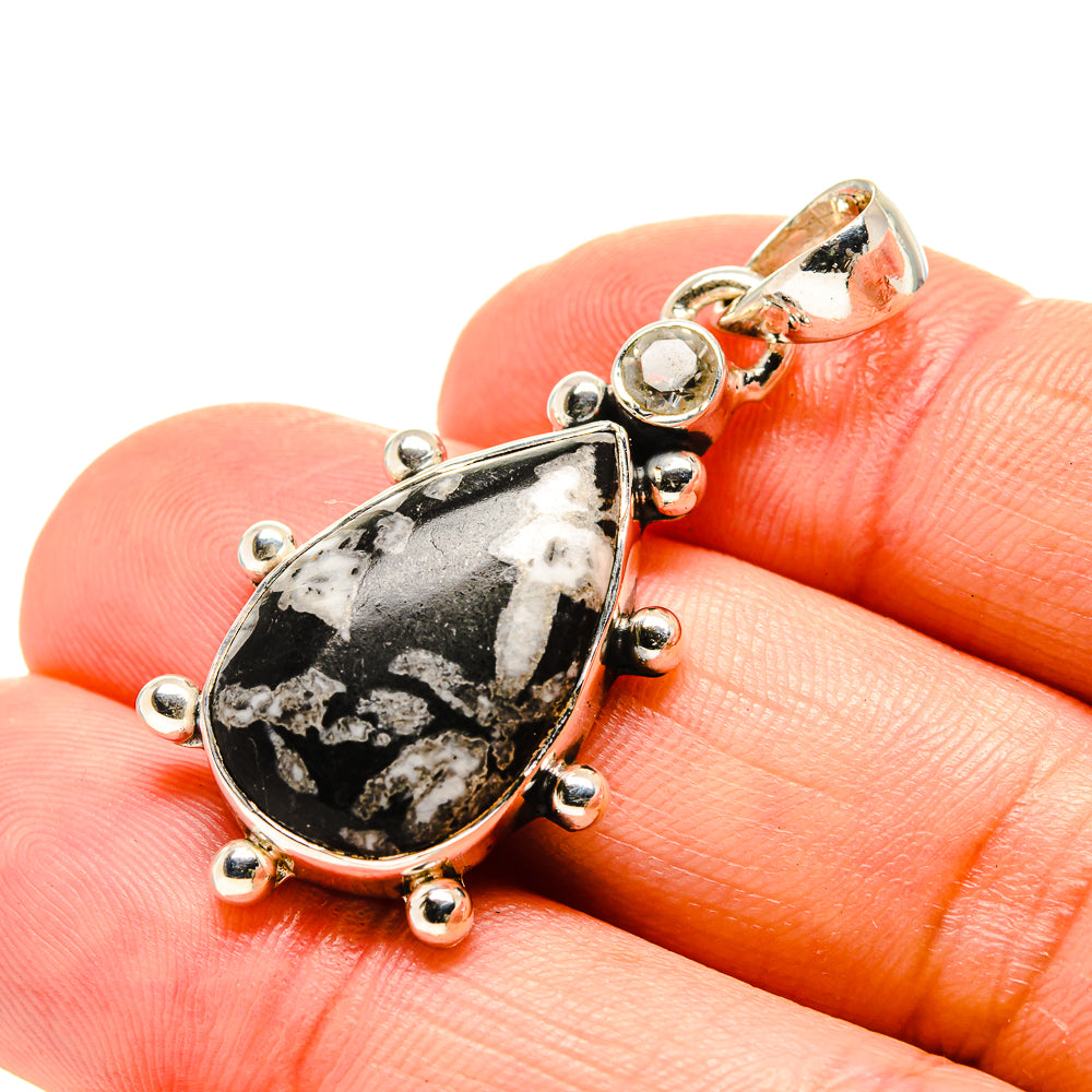 Chrysanthemum Stone Pendants handcrafted by Ana Silver Co - PD754358
