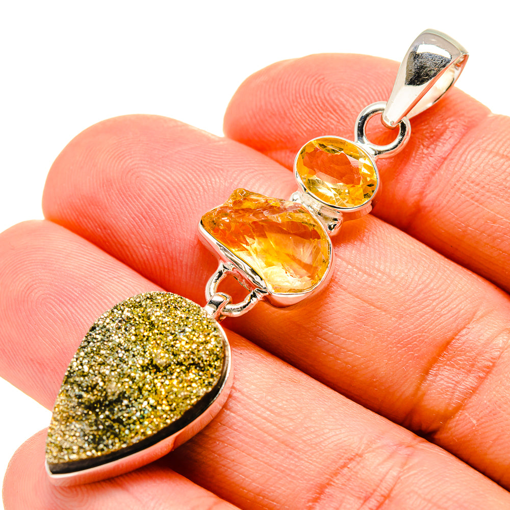 Spectro Pyrite Druzy Pendants handcrafted by Ana Silver Co - PD754376