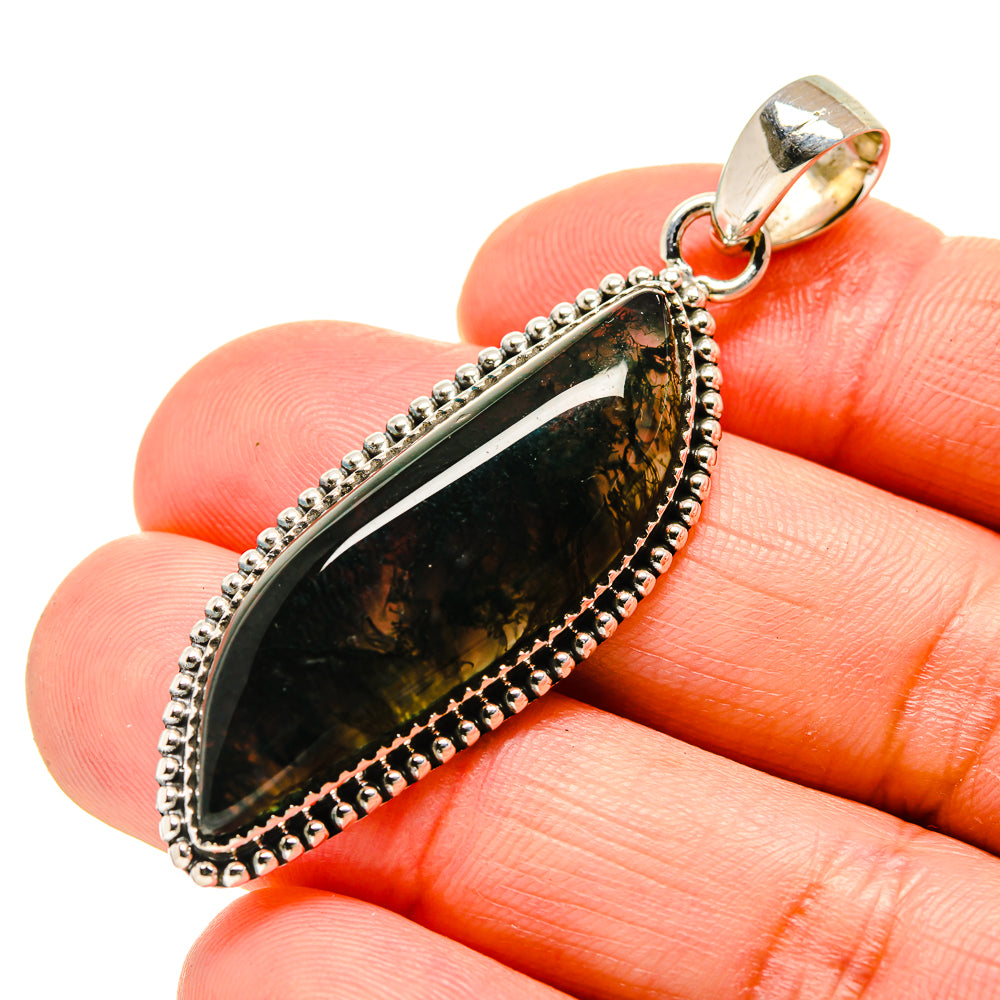 Green Moss Agate Pendants handcrafted by Ana Silver Co - PD754420