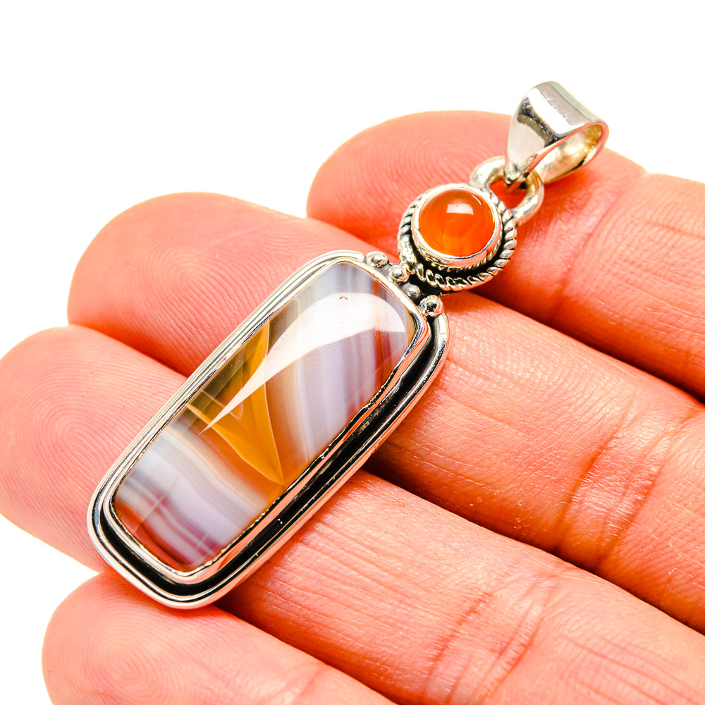 Orange Botswana Agate Pendants handcrafted by Ana Silver Co - PD754562