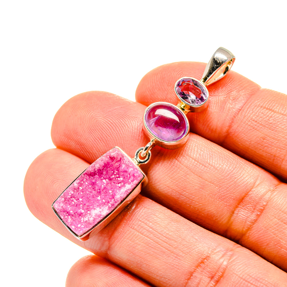 Cobalto Calcite Druzy Pendants handcrafted by Ana Silver Co - PD754589