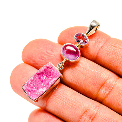 Cobalto Calcite Druzy Pendants handcrafted by Ana Silver Co - PD754589