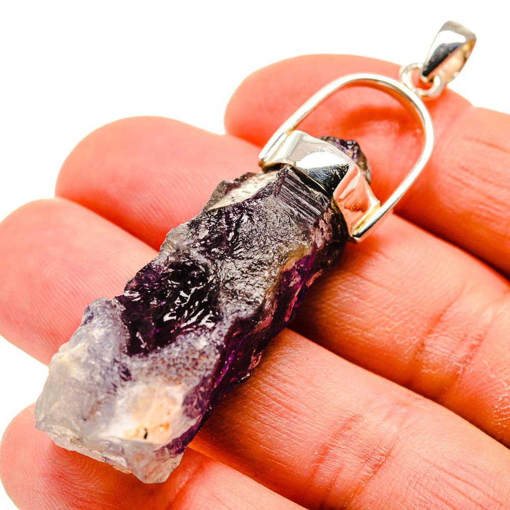 Amethyst stalactite pendant with 925 sterling silver bail, rough dark purple crystal