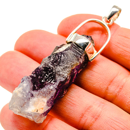 Amethyst stalactite pendant with 925 sterling silver bail, rough dark purple crystal