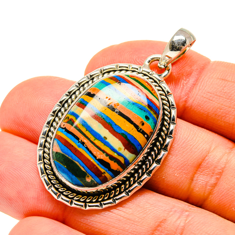 Rainbow Calsilica Pendants handcrafted by Ana Silver Co - PD754717