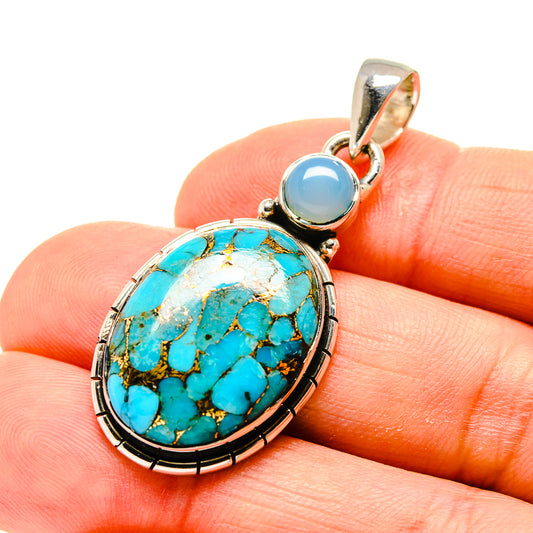 Blue Copper Composite Turquoise Pendants handcrafted by Ana Silver Co - PD754735