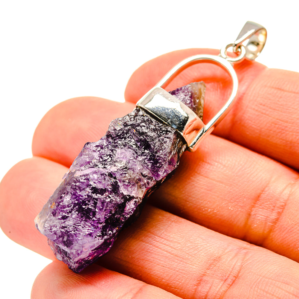 Amethyst stalactite pendant with 925 sterling silver bail and purple crystal face