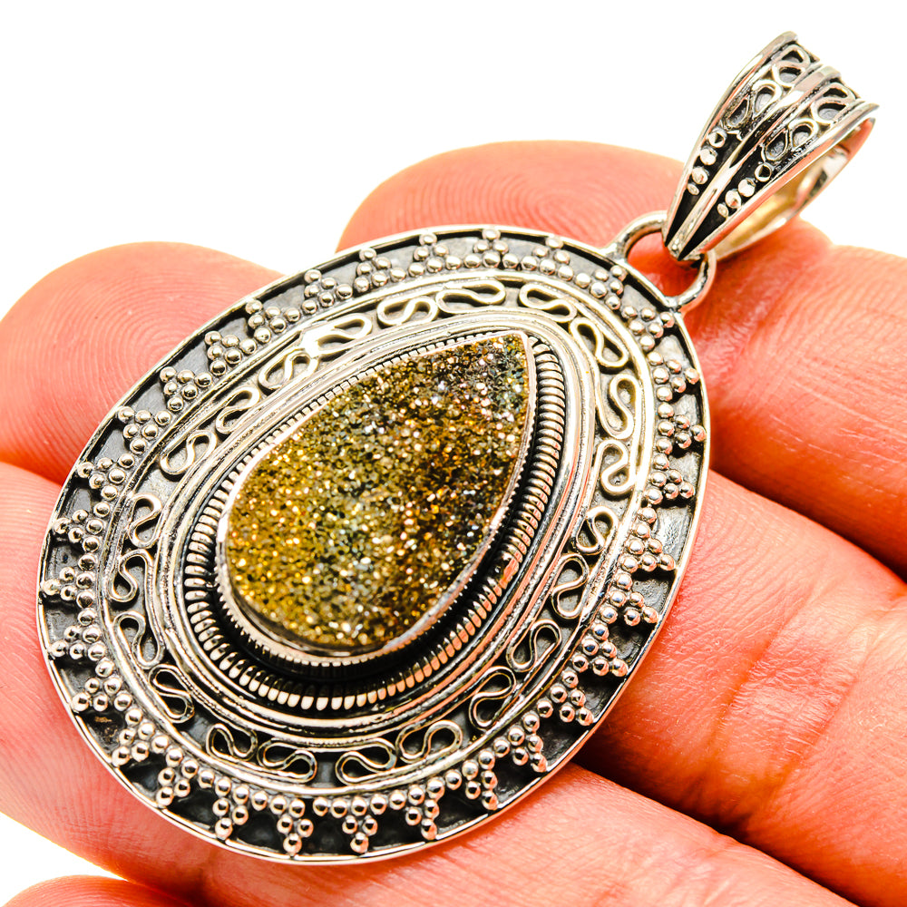 Spectro Pyrite Druzy Pendants handcrafted by Ana Silver Co - PD755062
