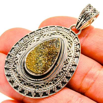 Spectro Pyrite Druzy Pendants handcrafted by Ana Silver Co - PD755062