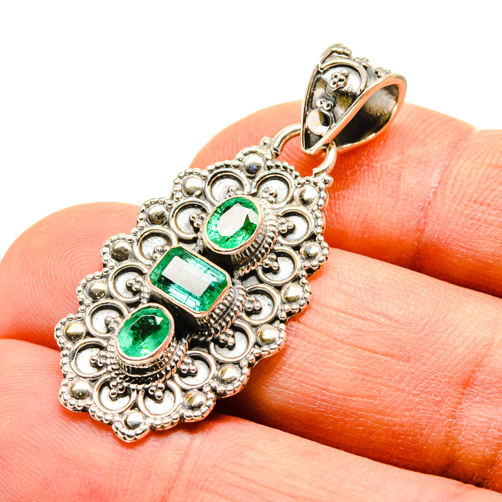Zambian Emerald Pendants handcrafted by Ana Silver Co - PD755196