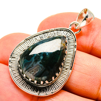 Green Moss Agate Pendants handcrafted by Ana Silver Co - PD755238