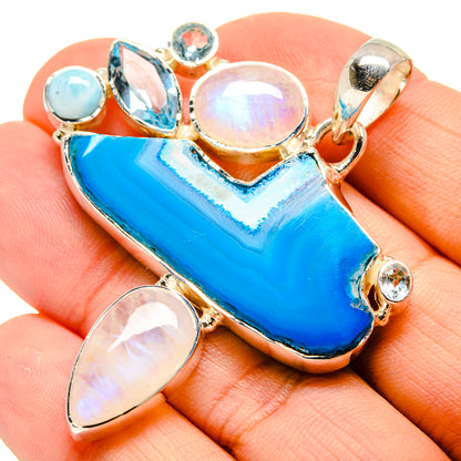 Blue Geode Slice Pendants handcrafted by Ana Silver Co - PD755267