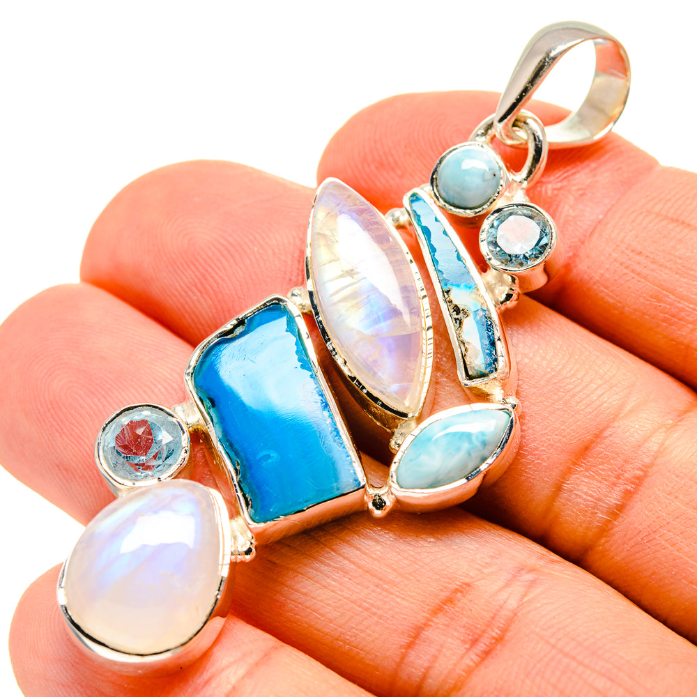 Blue Botswana Agate Pendants handcrafted by Ana Silver Co - PD755268