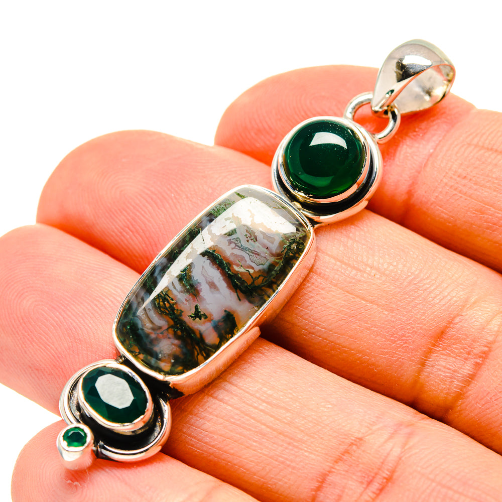 Green Moss Agate Pendants handcrafted by Ana Silver Co - PD755270