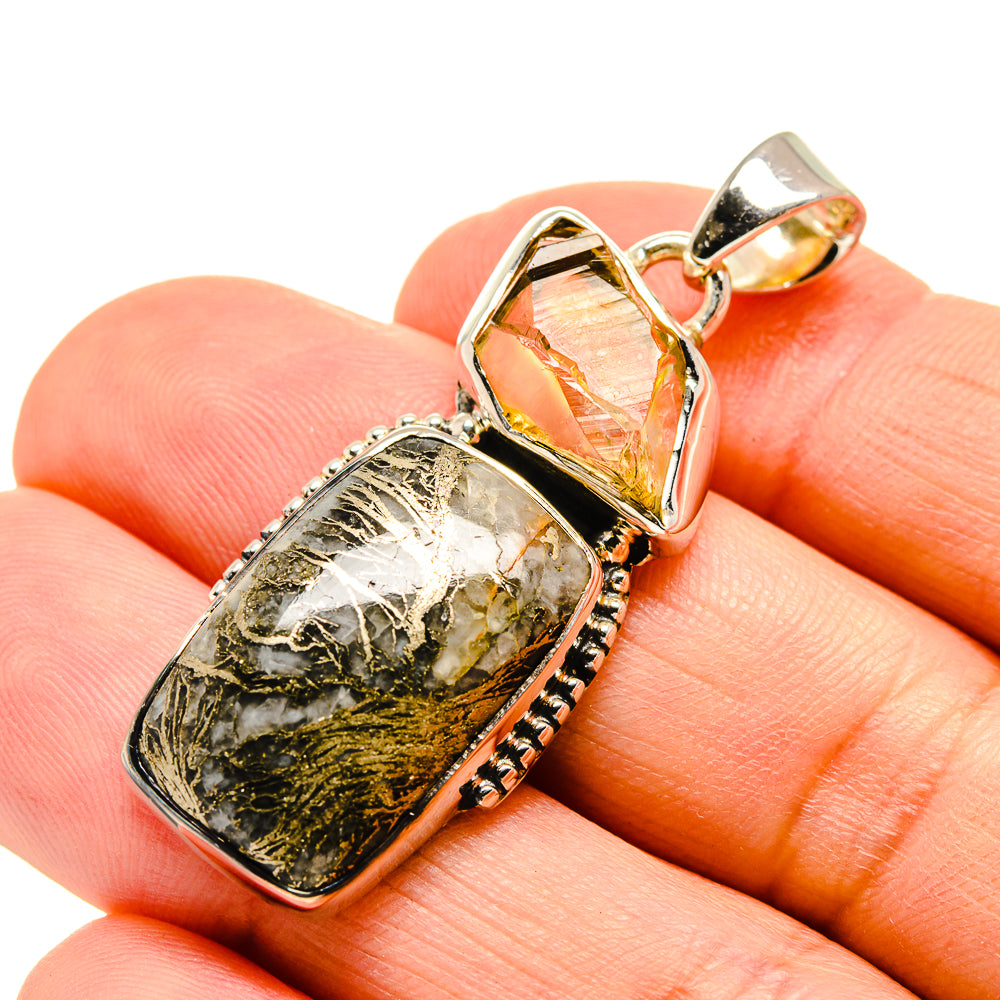 Pyrite Agate Pendants handcrafted by Ana Silver Co - PD755276