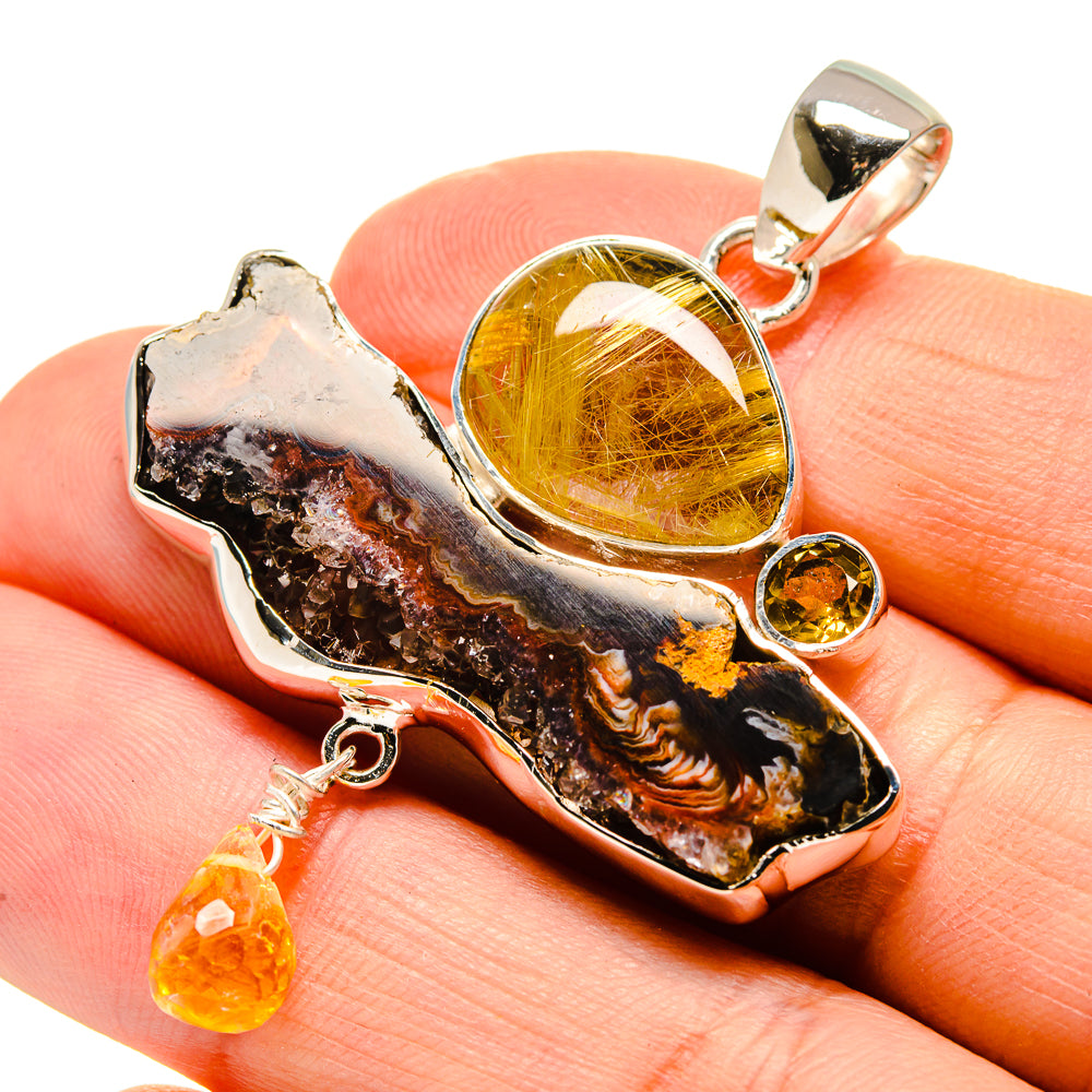 Red Geode Slice Pendants handcrafted by Ana Silver Co - PD755306