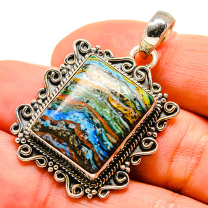 Rainbow Calsilica Pendants handcrafted by Ana Silver Co - PD755345