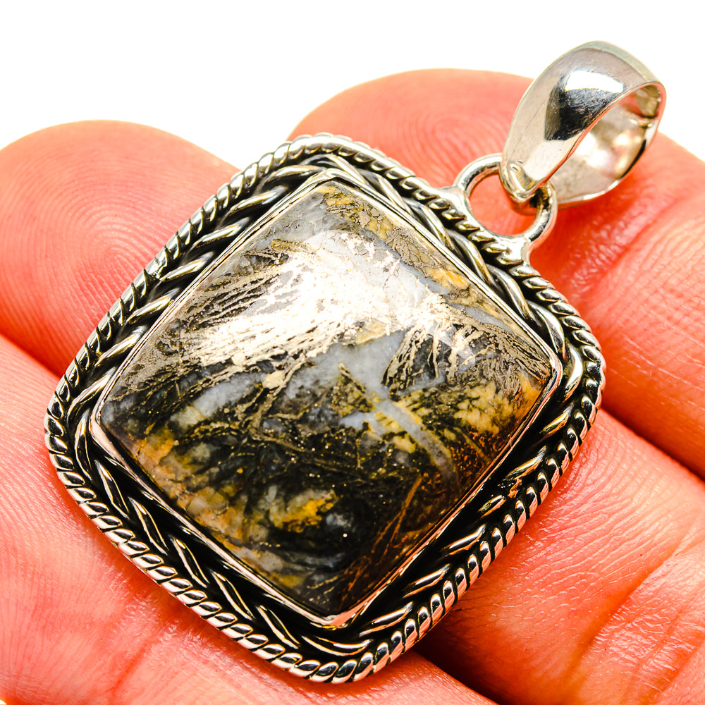 Pyrite Agate Pendants handcrafted by Ana Silver Co - PD755357