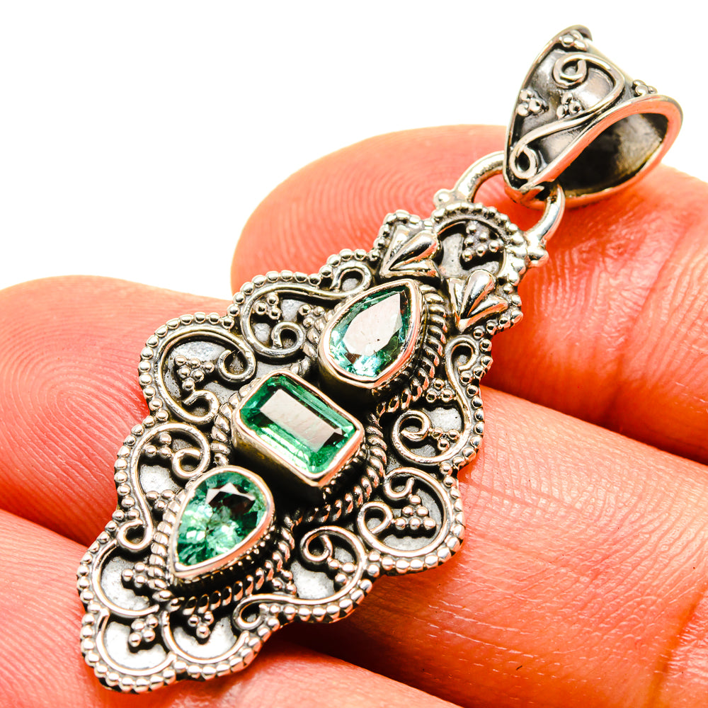 Zambian Emerald Pendants handcrafted by Ana Silver Co - PD755360
