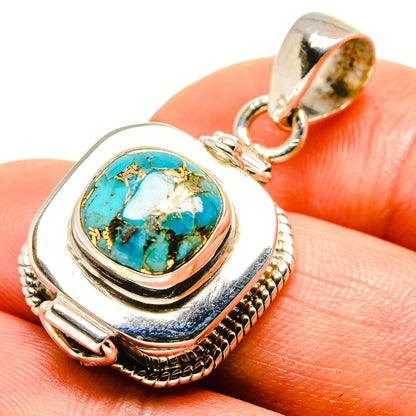 Blue Copper Composite Turquoise Pendants handcrafted by Ana Silver Co - PD755380