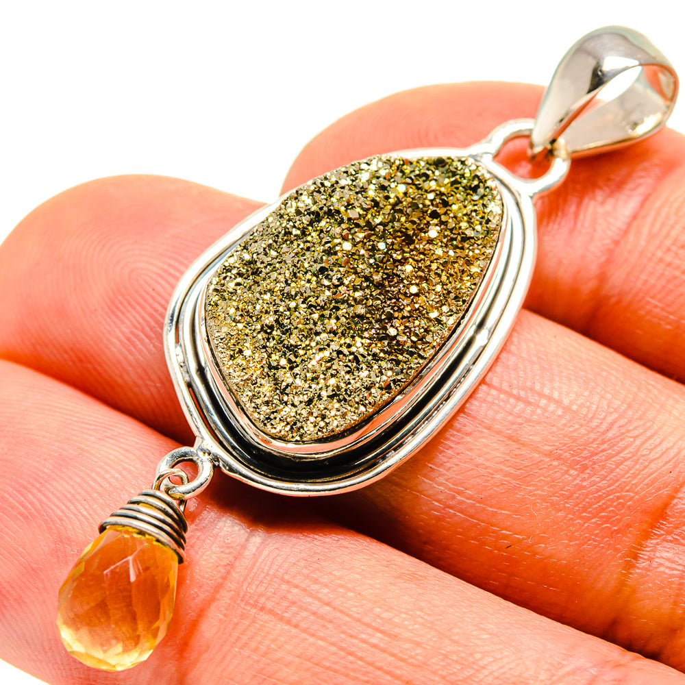 Spectro Pyrite Druzy Pendants handcrafted by Ana Silver Co - PD755401