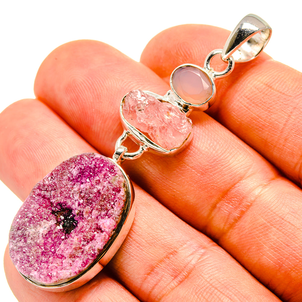 Cobalto Calcite Druzy Pendants handcrafted by Ana Silver Co - PD755429