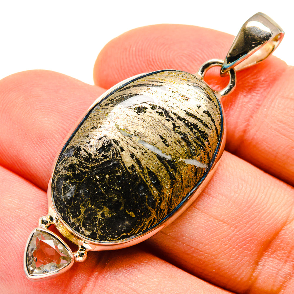 Pyrite Agate Pendants handcrafted by Ana Silver Co - PD755449
