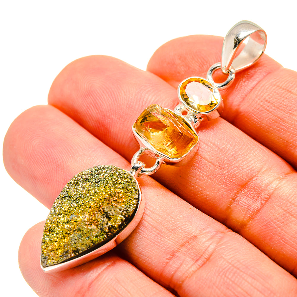 Spectro Pyrite Druzy Pendants handcrafted by Ana Silver Co - PD755514