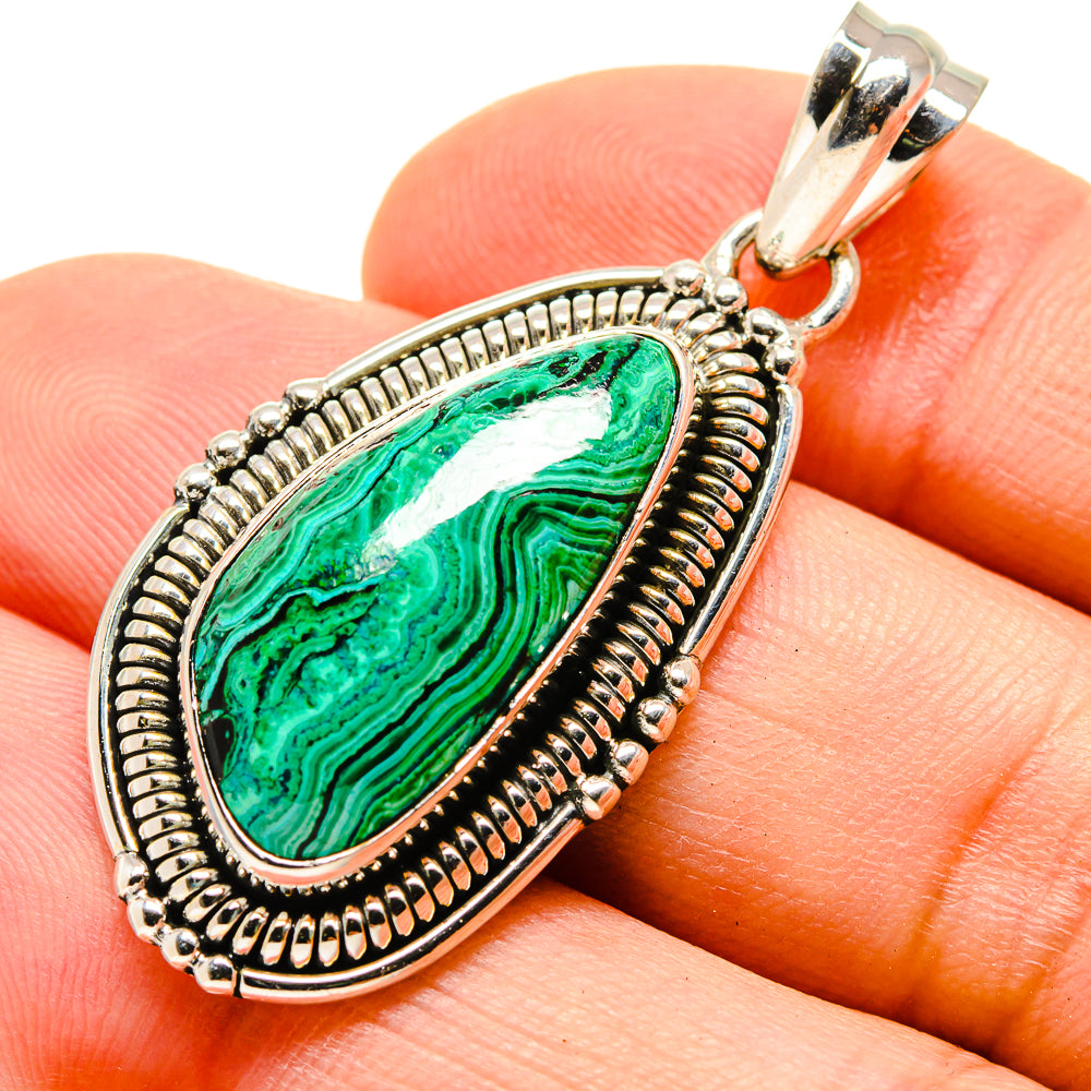 Malachite In Chrysocolla Pendants handcrafted by Ana Silver Co - PD755552