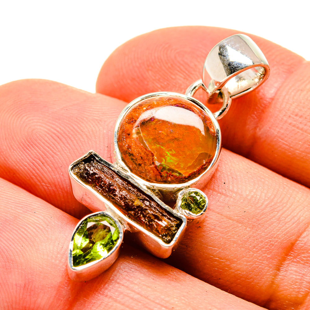 Mexican Fire Opal Pendants handcrafted by Ana Silver Co - PD755578