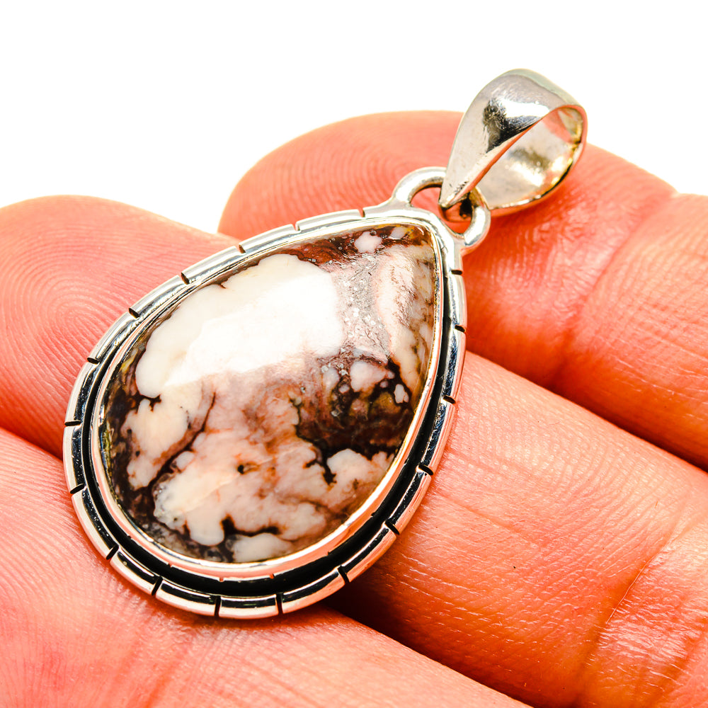 Sterling silver teardrop pendant with jasper stone and loop bail