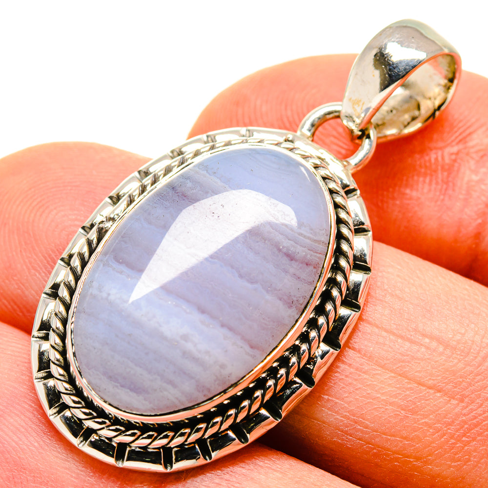 Blue Lace Agate Pendants handcrafted by Ana Silver Co - PD755882