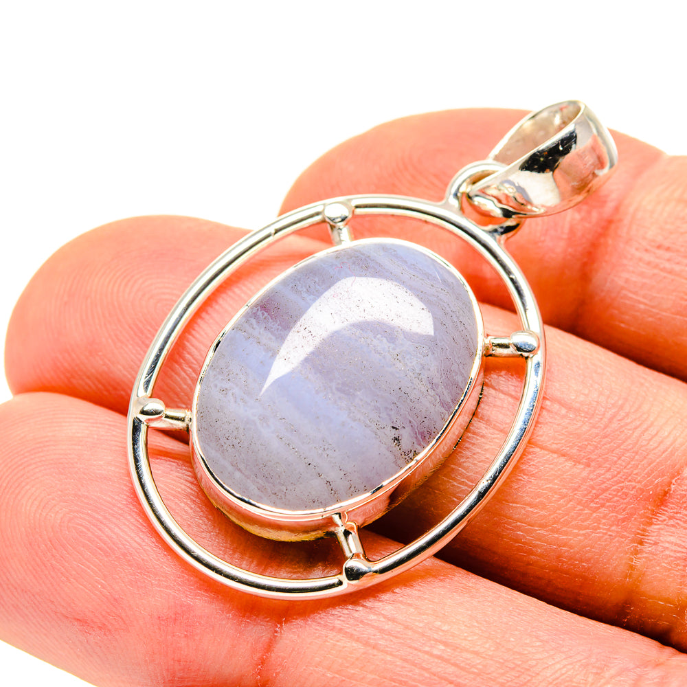 Blue Lace Agate Pendants handcrafted by Ana Silver Co - PD755897